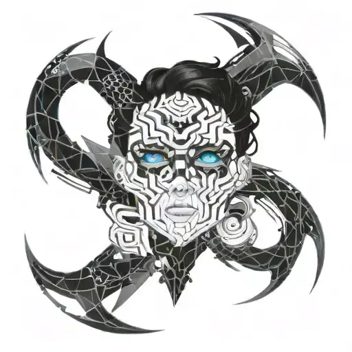 Boy With Black Hair And Blue Eyes With Mask