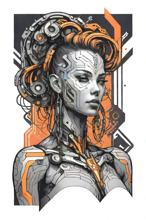 Cyborg Cyberpunk Woman Posing