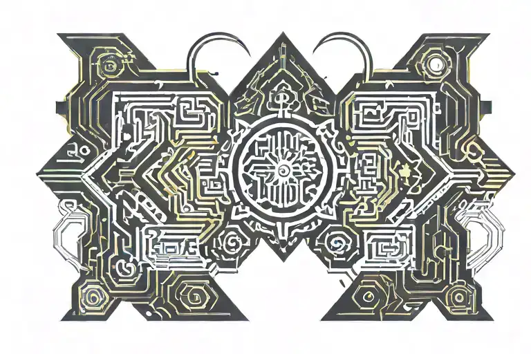 Vietnamese Mural Style Tattoo For Chest Tattoo Simetrical With Colour