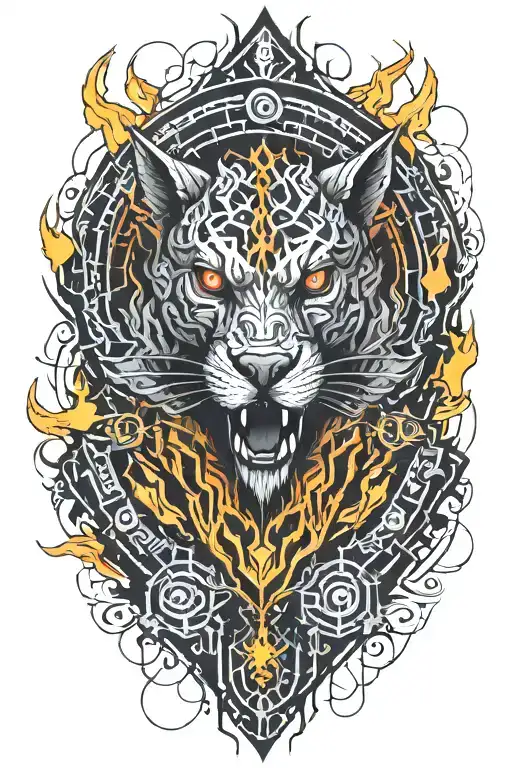 Dire Wolf And Fire Dragon Coiled