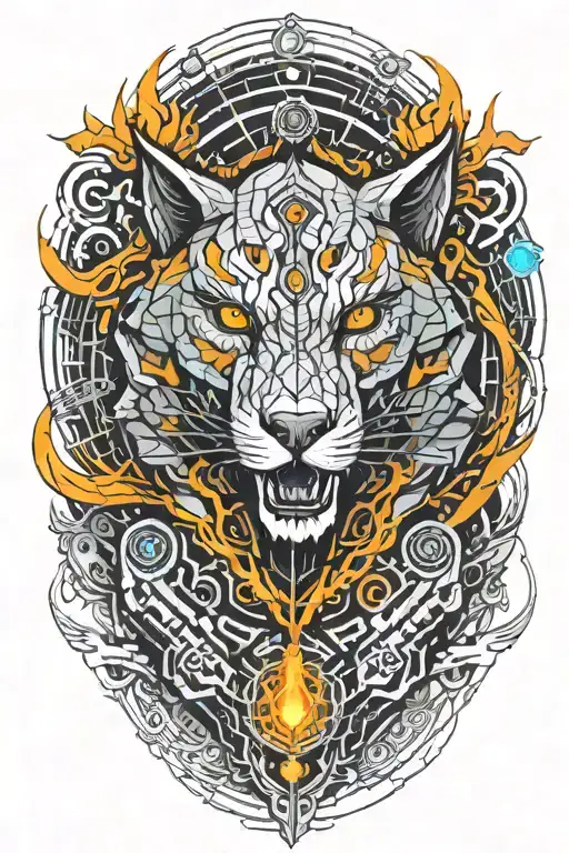 Dire Wolf And Fire Dragon Coiled