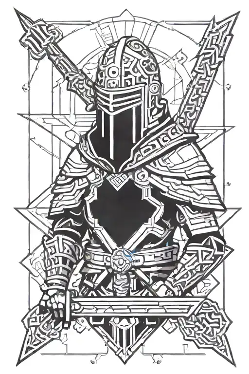 Crusader Holding Sword