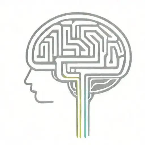 A Simple Minimalist Line Drawing Of A Brain As An Elaborate Maze With Offshoots