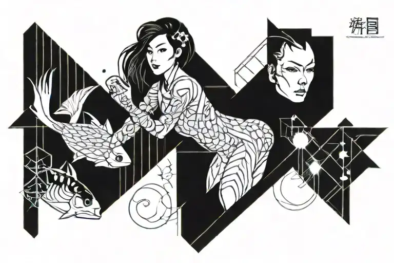 Japanese-style Tattoo Of A Woman Crossed With A Fish