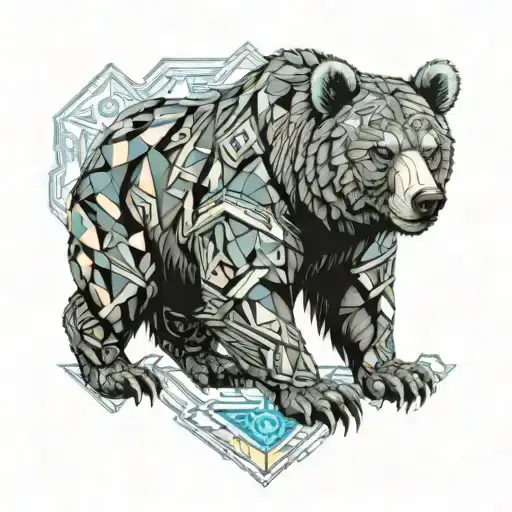 Large And Powerful Grizzly Bear Wearing Plate Armor On His Chest