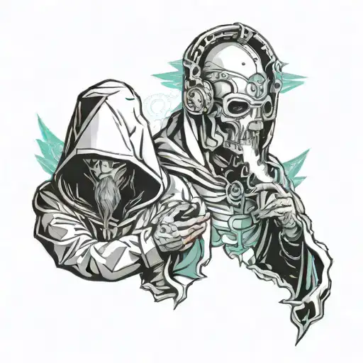 Two Hooded Brothers With Halos And Wings Smoking On A Cloud