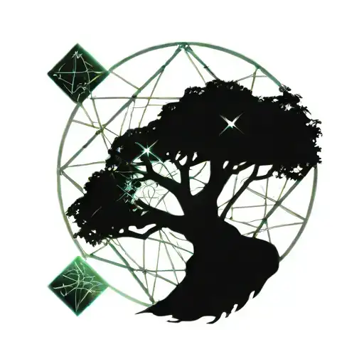 Willow Tree With Diamonds Scattered In The Branches With Stars Above