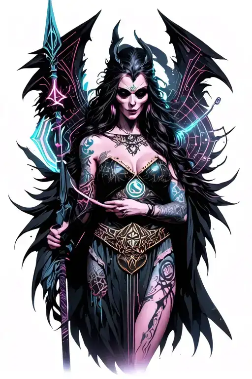 Morrigan Goddess Of Death Holding A Spear