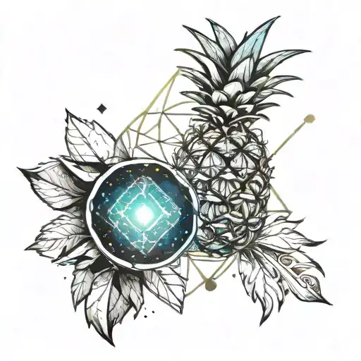 Pineapple With Galaxy Background