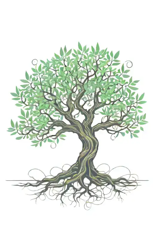 Fine Line Olive Tree With Roots Asymmetrical