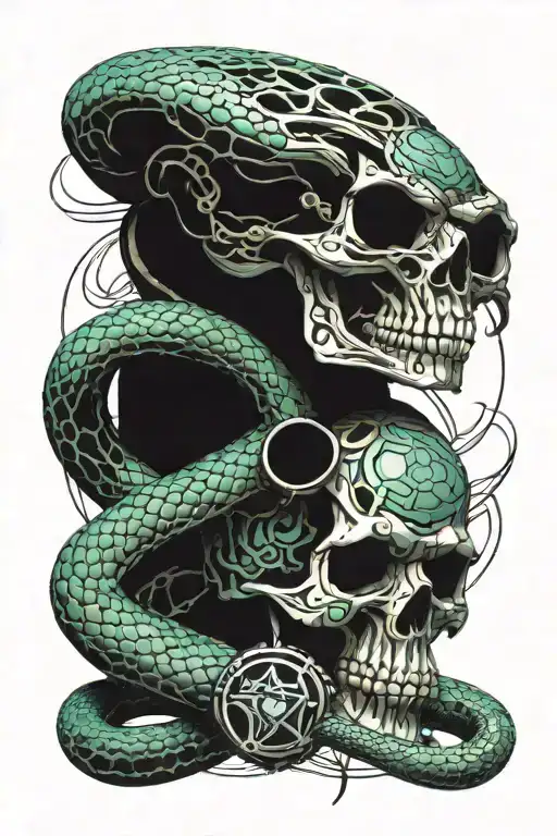 Snake With S Skull Head And An Bunch Of Skelatons