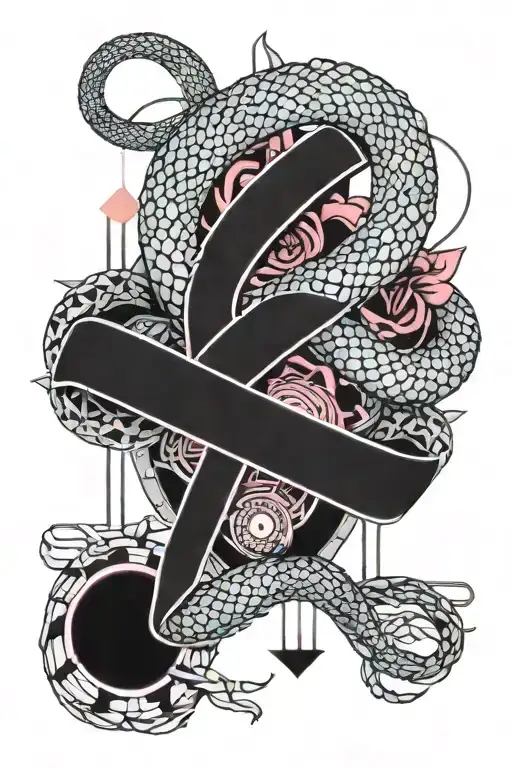 Snake And Prickly Rose And Cros