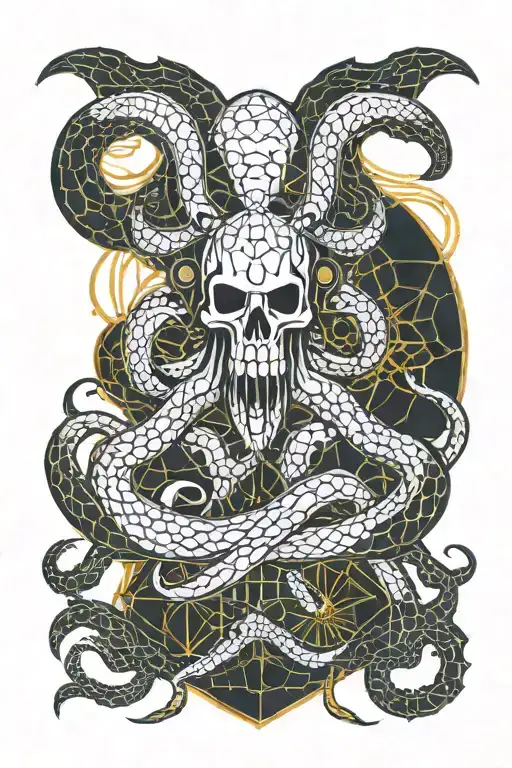 Kraken Whit Skulls