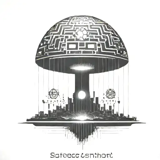 A Nuclear Explosion Mushroom Cloud Contained Within A Perfect Black Rectangle