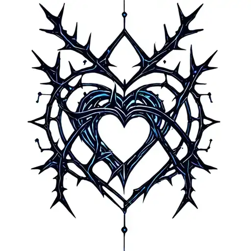 Simple Cyber Sigil Heart And Thorns Wrapped