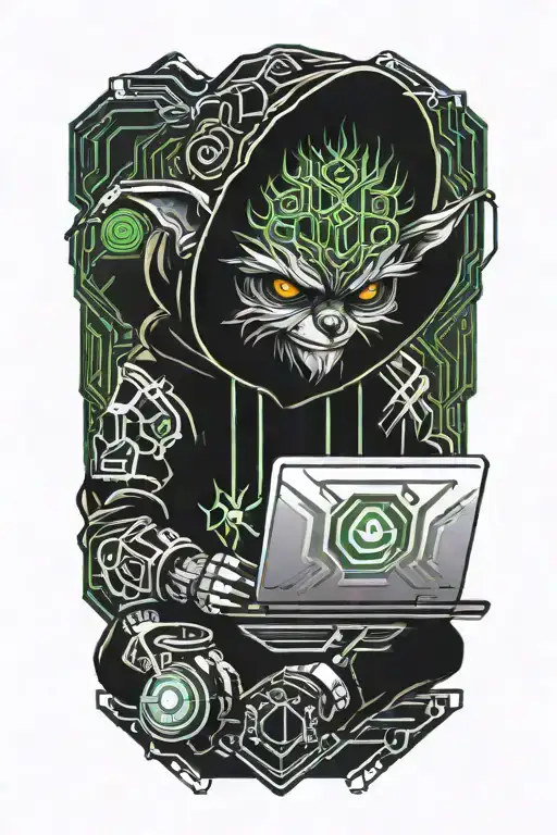 Gremlin Hacker Wearing A Hoodie Using A Laptop