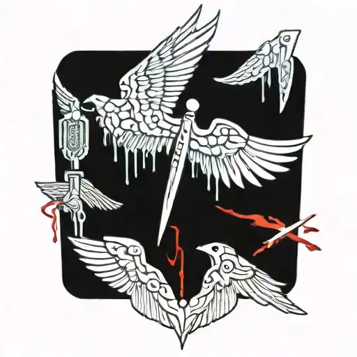 Medical Scalpel With Blood Dripping From Its Wings