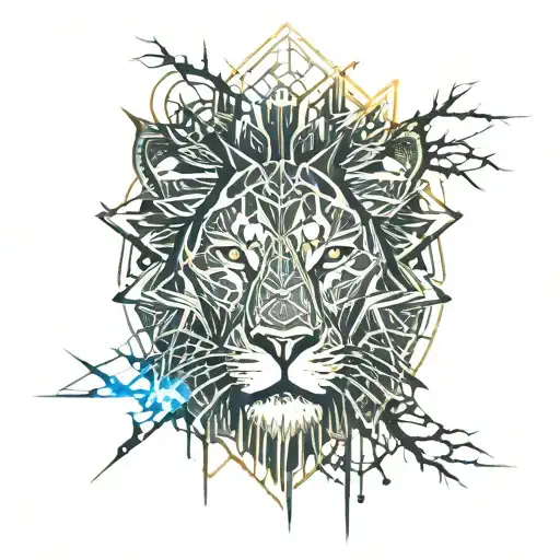 Lion Face With Thorns And Bats