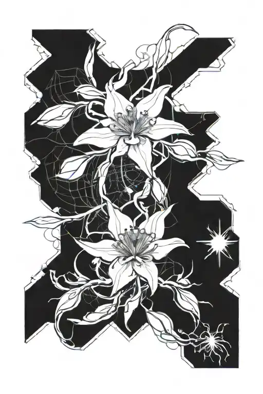 Daffodil And Spider Lily Fine Black And White