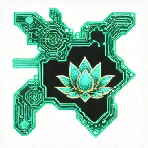 Turquoise Lotus On Pcb Circuit Board