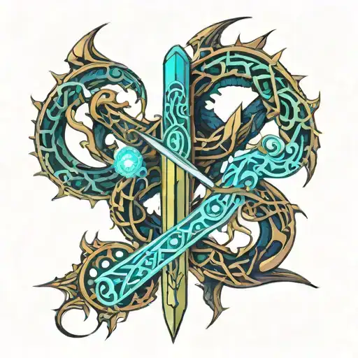 Sword Sorrounded By Vines Dragon