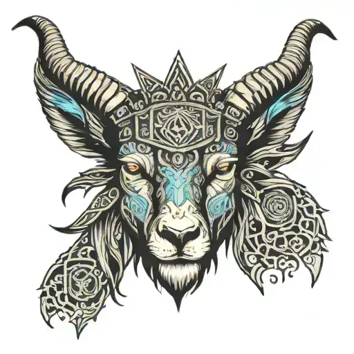 Angry Male Goat Wearing King's Crown