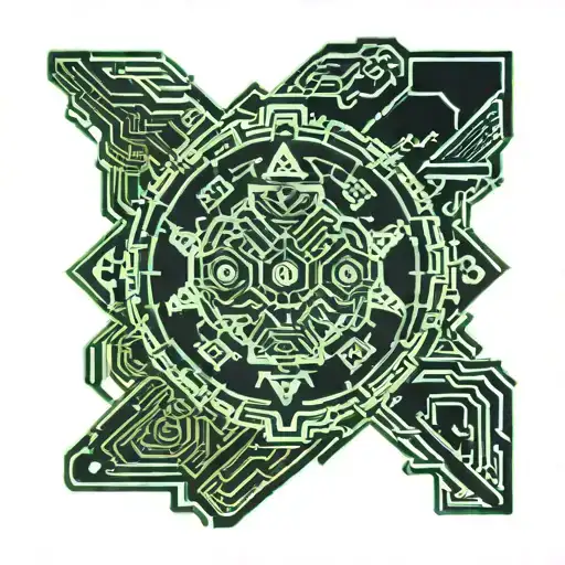 Aztec Geometric Representation Battle Scene