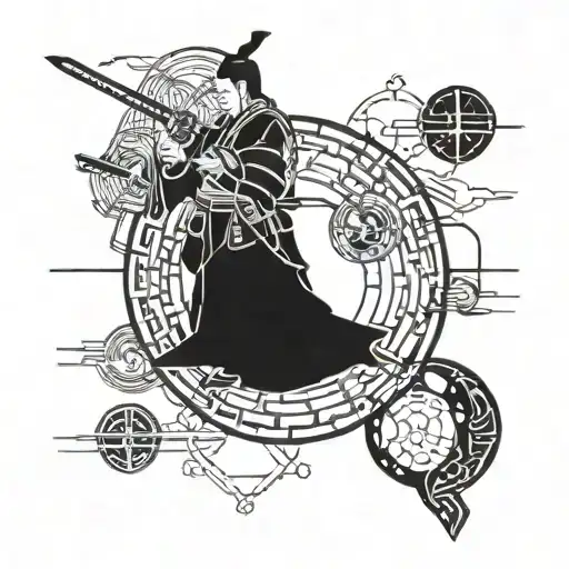 Samurai Cutting The Moon