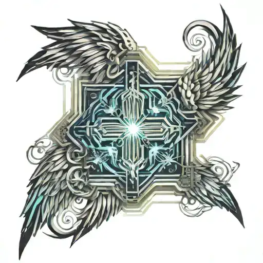 Cross With Little Angels With Wings Surrounded