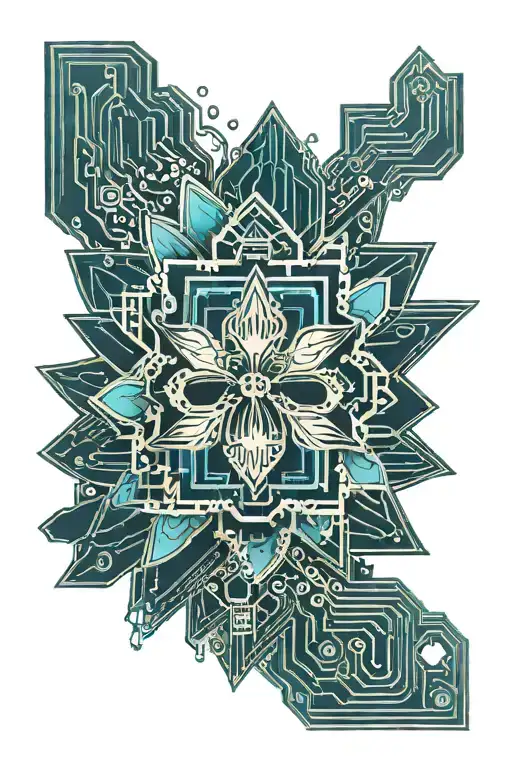 Blue Simple Lotus With Pcb Circuit Board Design