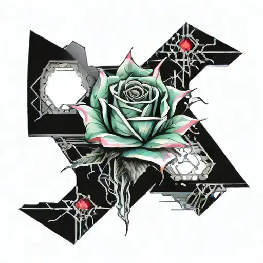 Crystal Rose Coming Out Of An Open Book Surrounded By Motherboard Thorns