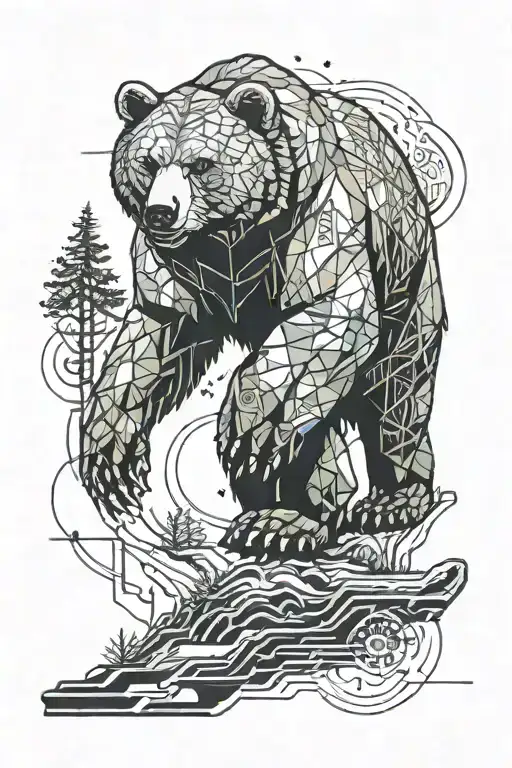 A Bear Walking Out Of A Forest But Make It A Full Sleeve