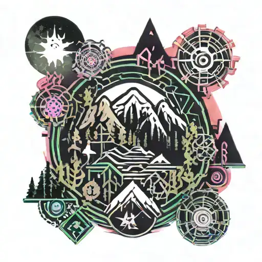 Forest With Mountains And Moon