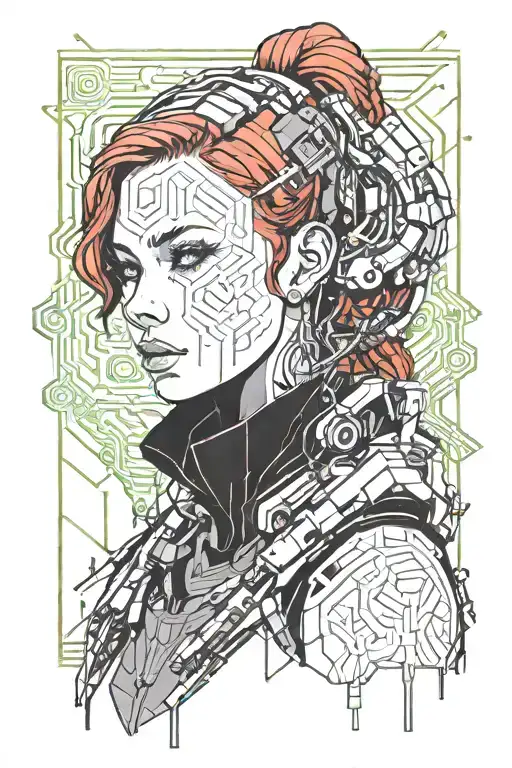 Cyberpunk Girl With Red Hair