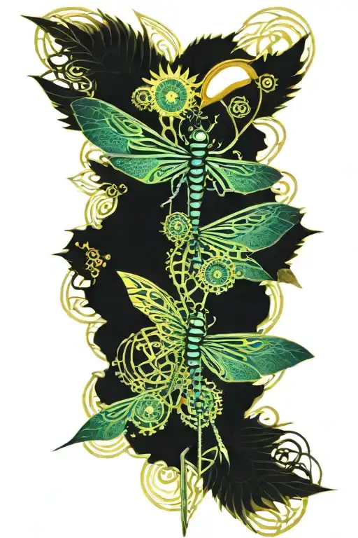 Celtic Dragonfly Landing On A Sunflower