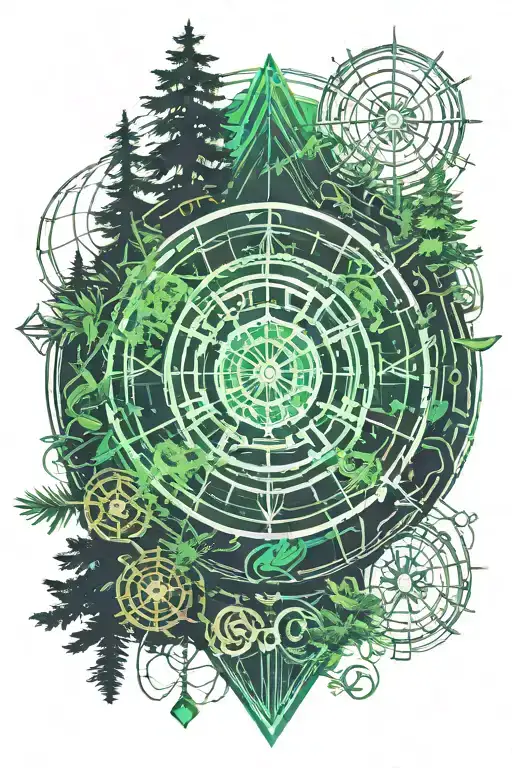 Pine Forest With Wheel Of Time Logo Combined