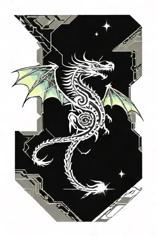 Dragon Flying With Sun Shining