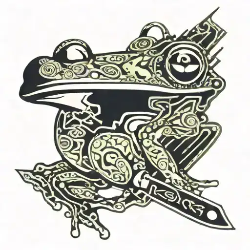 Psychedelic Frog Sitting On A Pocketknife