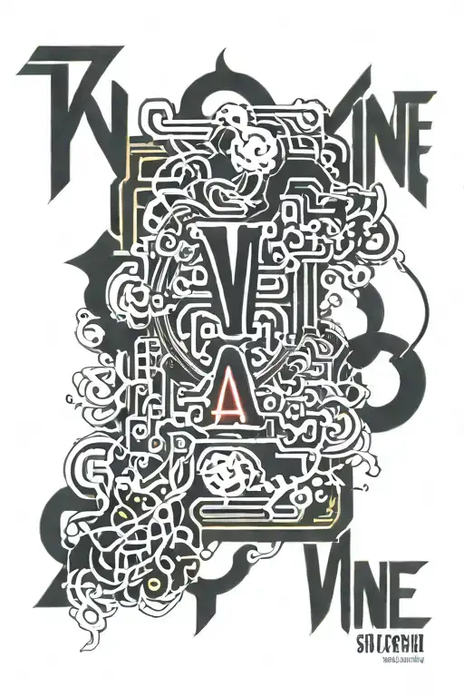 Vine With Japanese Lettering Gothic Style