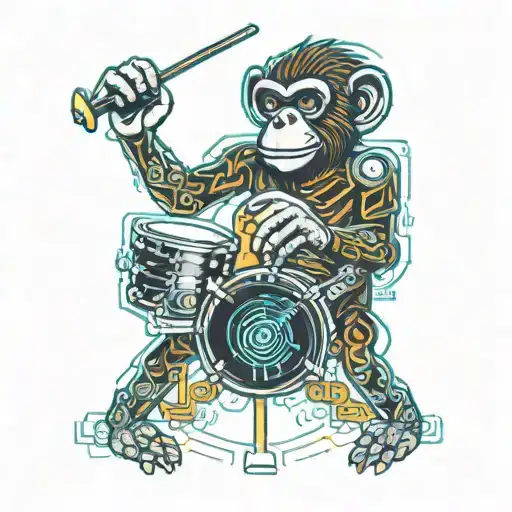 Evil Cartoon Monkey Playing Drums