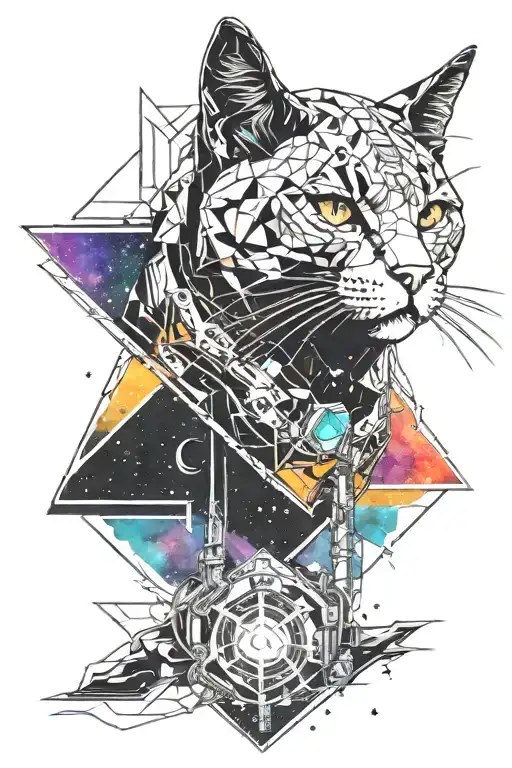 Cat In Space Against The Backdrop Of A Star Nebula