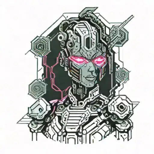 Cyberpunk Style Female Robot Neon