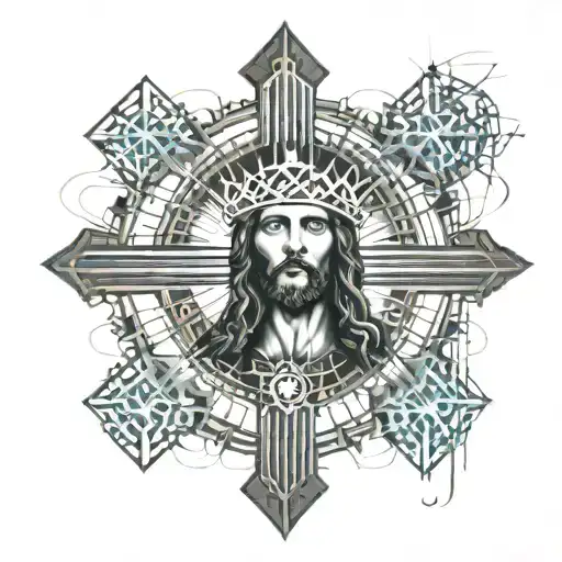 Jesus On A Cross With A Thorn Crown