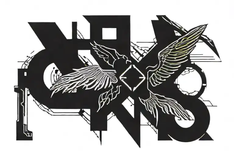 Serafin Written In Script With 6 Wings Spread Wide