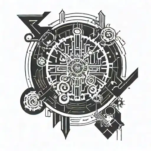 Engineer Style Tattoo With Roman Numerals 21