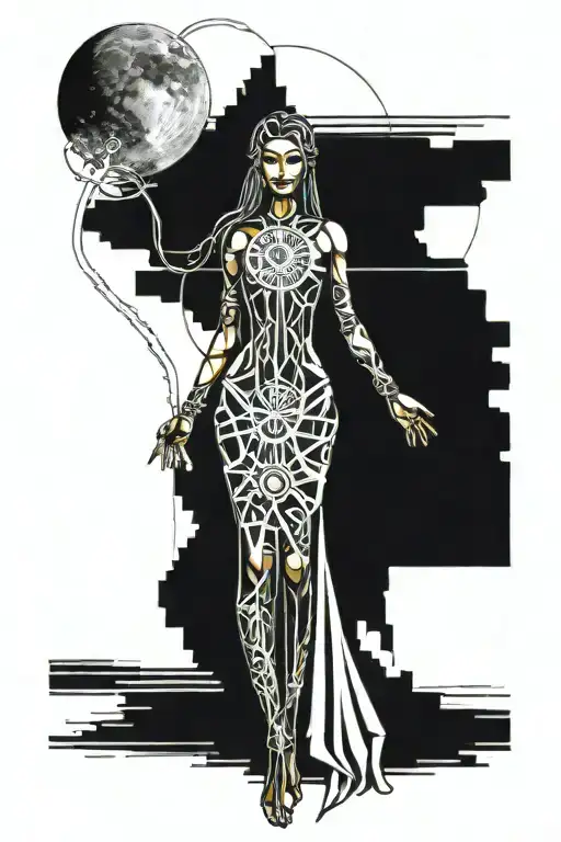 Wisdom Goddess Full Body Standing Powerful Sexy Full Moon Rising