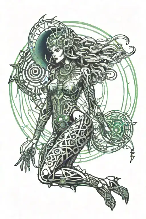 Wisdom Goddess Full Body Standing Powerful Sexy Full Moon Rising
