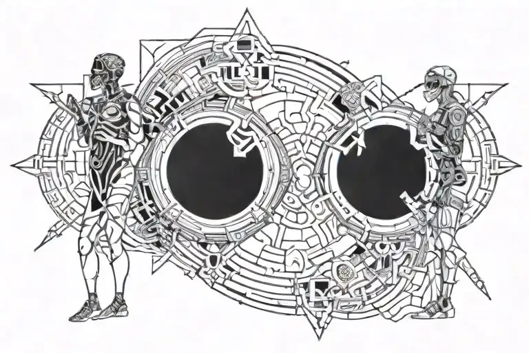 A Male God And Female God Full Body Standing Side By Side Symbolizing Death And Rebirth