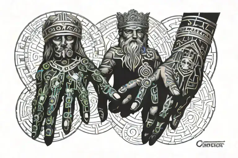 Greek Gods Mother Father Daughter Son Holding Hands