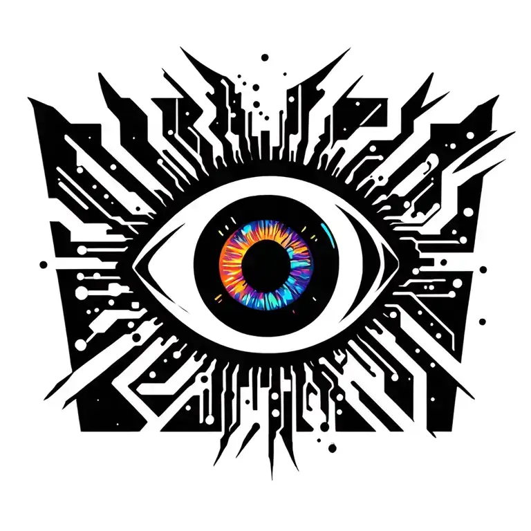 Men Evil Eye Chest Tattoo On Left Side